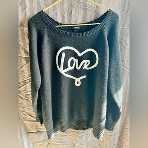 Torrid Black Love Apllique Pullover  Sweater Size 2/2X